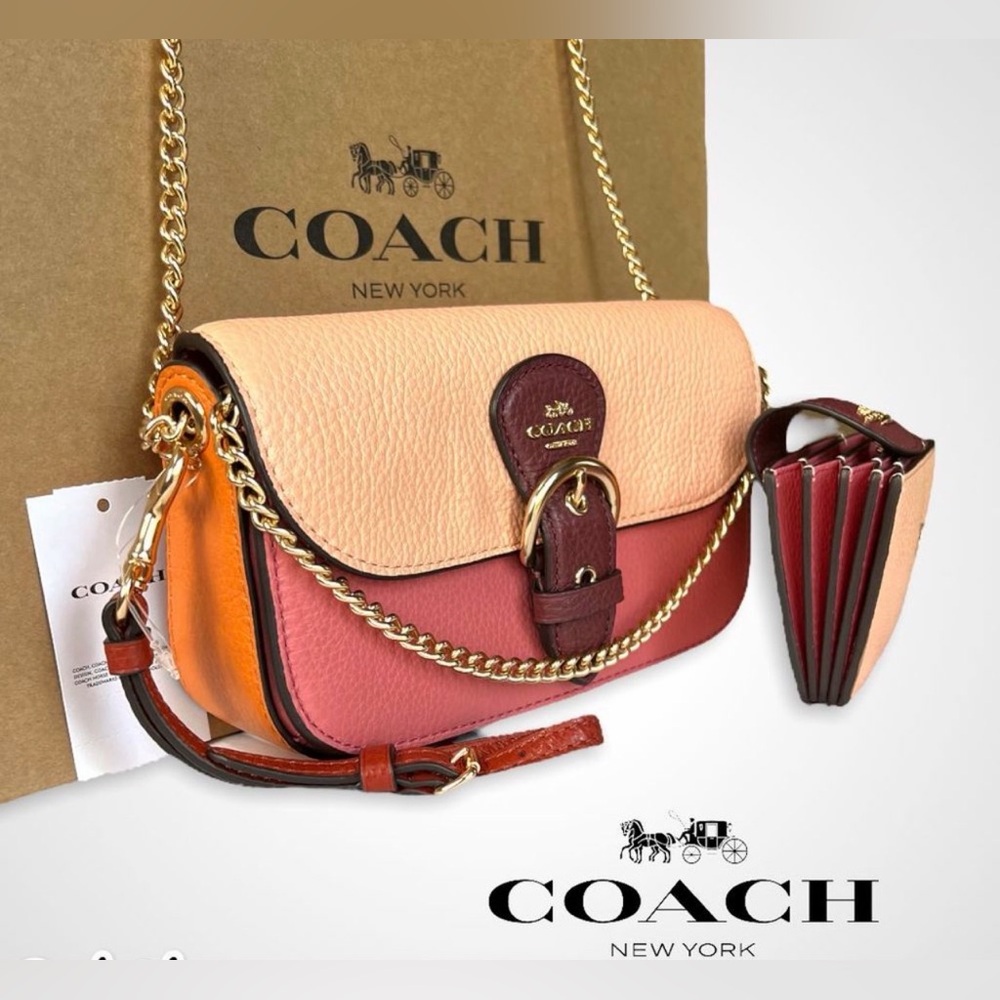 Coach KLEO In Colorblock Leather Shoulder/Crossbody And Matching Wallet Set - Picture 4 of 8
